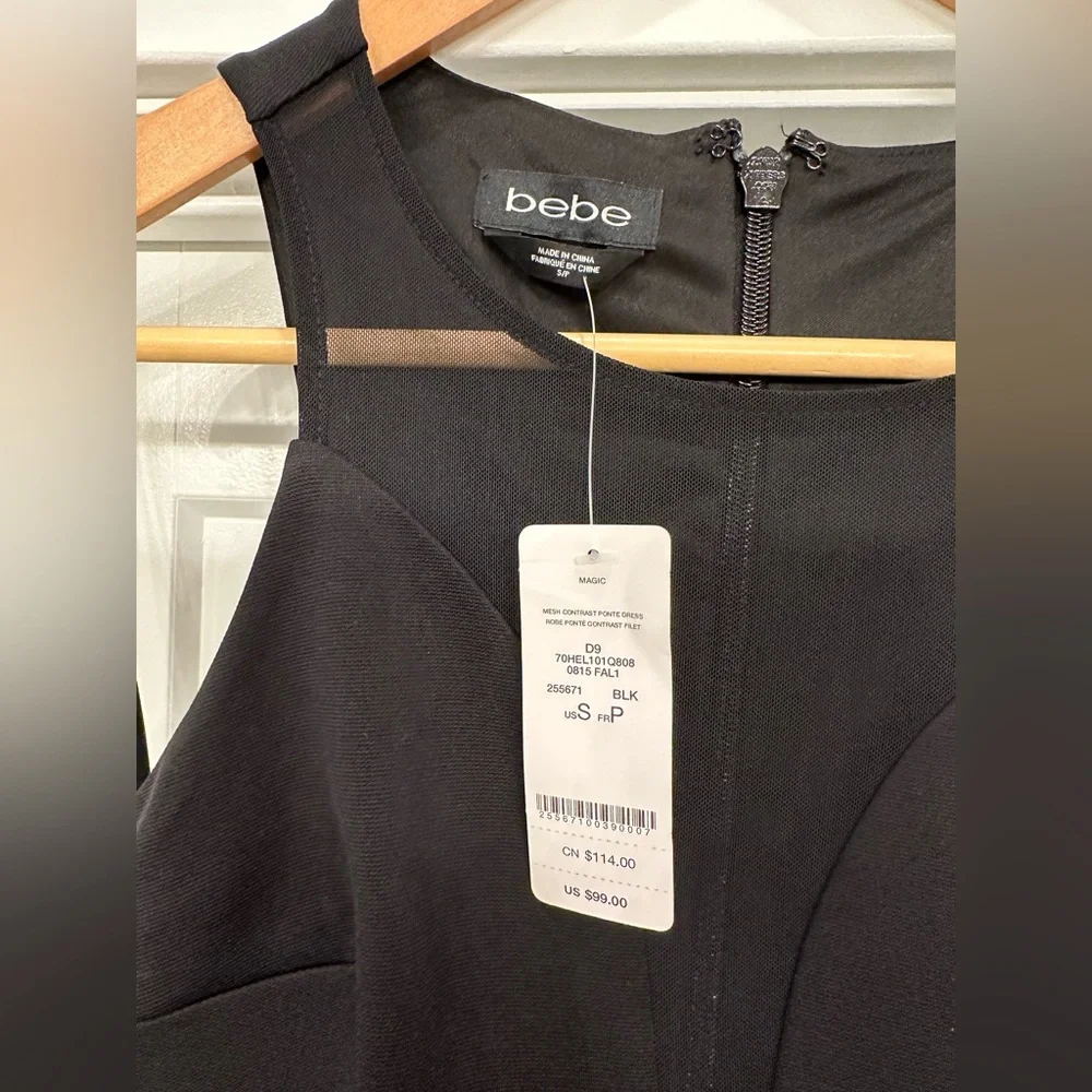 Bebe Sheer Panel Stretch Mini Dress - Picture 4 of 6